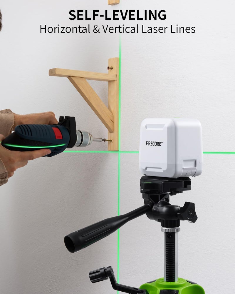 Firecore Laser Level with 50" Tripod, Self Leveling Cross Line Laser Level, Green Lazer Leveler Tool for Hanging Pictures Shelves DIY Projects, Battery and Carry Pouch Included - Image 2